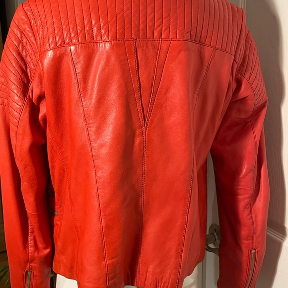 Beautiful Orange Danier Leather Moto style jacket - Picture 3 of 9